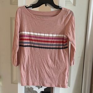 Pink Boatneck Quarter Sleeve Loft Tee